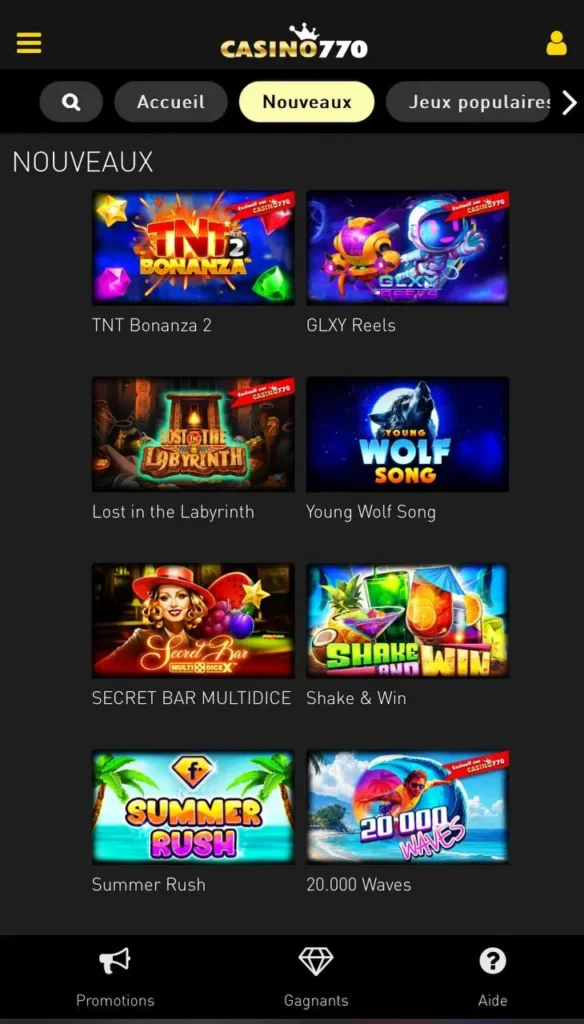 appli mobile du 770 Casino